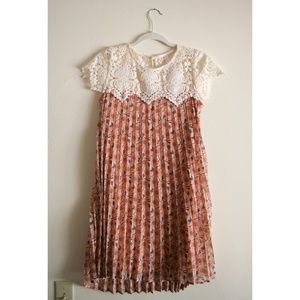 Pleated, crochet top, dress